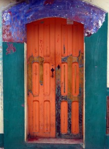 Old doorway in San Cristobal de las Casa, Chiapas, Mexico