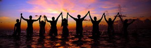 Celebration at sunset