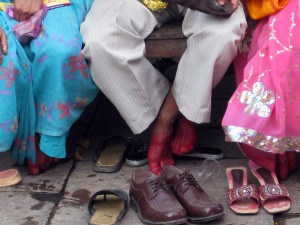 Hennaed feet of bride and groom - Varanasi, Uttar Pradesh, India