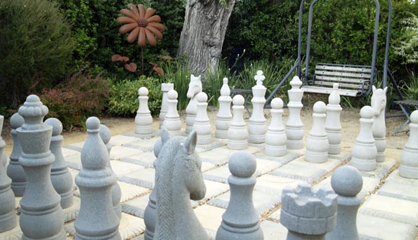 Garden chess at MacArthur Place - Sonoma, California, USA Garden chess at MacArthur Place in Sonoma, California, USA