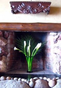 Fireplace at Laguna Lodge on Lake Atitlan, Guatemala 