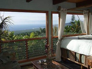 Glorious view from Kohola Room, Aloha Guesthouse near Captain Cook, Big Island, Hawaii, USA