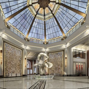Lalique glass skylight, Fairmont Peace Hotel in Shanghai, China