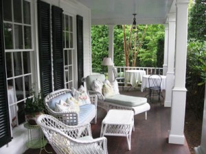 Hob Knob Inn front porch in Edgartown, Martha's Vineyard, Cape Cod, Massachusetts, USA