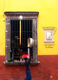 La Ventana organic coffee window in San Miguel de Allende, Guanajuato, Mexico