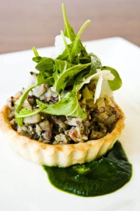 Savory tart at El Dorado Kitchen restaurant - Sonoma, California, USA Savory tart at El Dorado Kitchen restaurant in Sonoma, California, USA