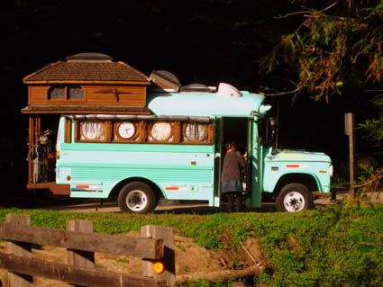 Far-out bus in Big Sur, California USA