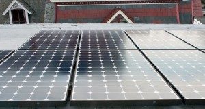 Rooftop solar panels, Carroll Villa Inn in Cape May, NJ, USA