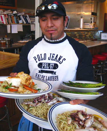 Seafood dinners, Fish restaurant in Sausalito, California USA