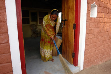 A daily sweep, Friends of Orchha home stay in Madhya Pradesh, India