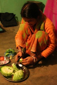 Fresh veggie dinner, Friends of Orchha home stay in Madhya Pradesh, India