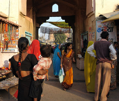Town center in Orchha in Madhya Pradesh, India