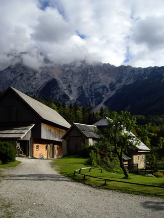 Barns at Makek tourist farm near Jezersko, Slovenia