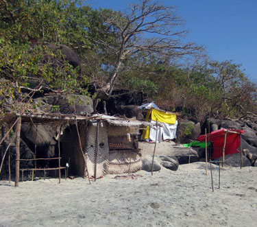 Beach camp, Palolem Beach in Goa, India