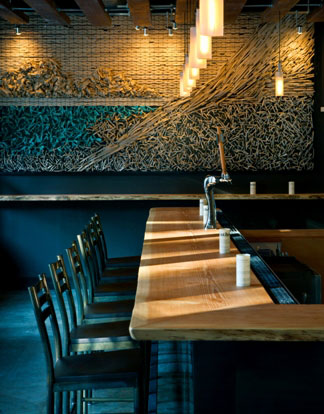 Reclaimed wood bar at Gather - Berkeley, Calif., USA Reclaimed wood bar at Gather in Berkeley, Calif., USA